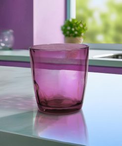 VASO DE VIDRIO 300ML 6PZ COLOR ROSADO LH-4215