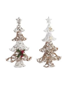 Árbol de Navidad DKD Home Decor Dorado Blanco Ratán (32 x 10 x 56 cm) (2 Unidades)