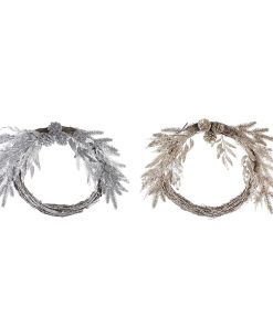 Corona de Navidad DKD Home Decor Metal Poliéster (50 x 6 x 40 cm) (2 Unidades)