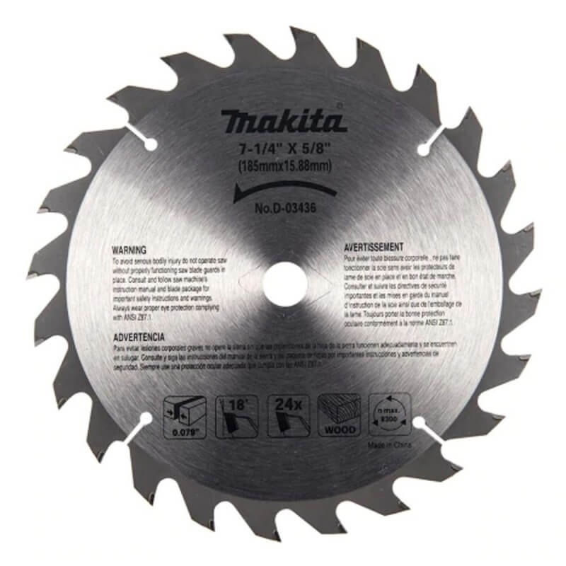 Disco de sierra circular PARA MADERA 7-1/4» 24 DIENTES Makita D-03436 - Imagen 2