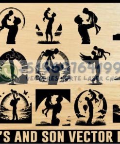 👨👦 Bundle de Siluetas Padre e Hijo – Especial Día del Padre | Archivos para Corte Láser